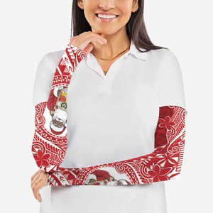 Manches longues en soie glacée imprimées Noël, motif rouge et blanc, protection solaire UPF50+, unisexe, pour activités de plein air - Product Image 4