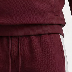 Men's <b>Maroon</b> Half-Zip Tracksuit Solid Color Casual Sweatshirt and Joggers Full Length Regular Fit Autumn Wear - Product Image 6