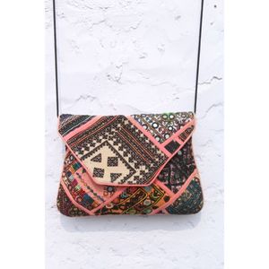Latest Vintage Hand Embroidery Banjara <b>Bags</b> Casual Fashion Open Closure Chains Patchwork Mirror <b>Work</b> Cotton Fabric Clutch Purse - Product Image 1