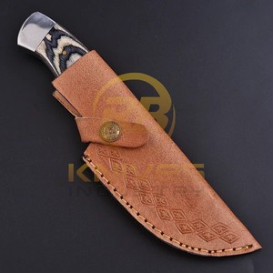 OEM Custom Logo Damascus Steel Hunting <b>Knife</b> with Stabilized Wood <b>Handle</b> Full Tang Bushcraft Survival <b>Knife</b> - Product Image 6