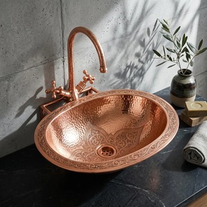 Évier en cuivre massif avec cuve profonde et design artisanal intemporel – Achetez directement auprès du fournisseur - Product Image 6