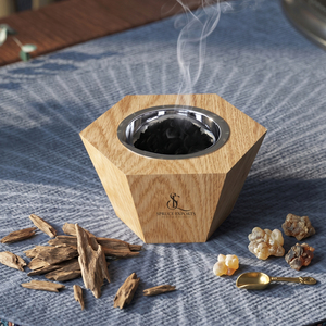 Luxury Hexagon Wooden <b>Bakhoor</b> Burner Tapered Geometric Arabic <b>Oud</b> Incense Holder With Removable Metal Bowl For Incense Use - Product Image 6