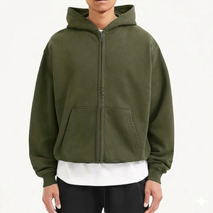 Sudadera con Capucha de Corte Holgado para Hombre, Estilo Urbano, con Cierre, Logotipo Personalizado, Venta al Por Mayor - Product Image 4