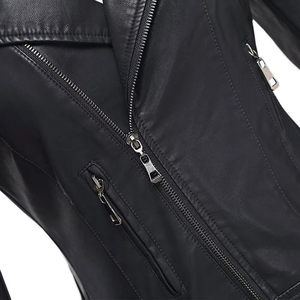 Chaqueta de cuero para mujer con diseño OEM personalizado, MOQ bajo, precio razonable, secado rápido, en venta. - Product Image 6