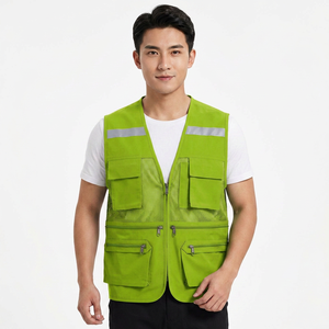 Chaleco sin Mangas Azul para Hombre con Múltiples Bolsillos, Cuello en V Transpirable, Corte Regular, Color Sólido, Ropa Casual de Verano - Product Image 5