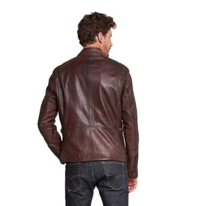 Blouson de moto d'hiver personnalisable pour homme en peau de mouton, imperméable, coupe-vent, respirant, écologique, 100 % cuir, col montant - Product Image 2