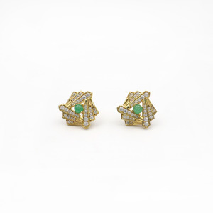925 Sterling <b>Silver</b> Gold Plated Luxury Natural Stone <b>Stud</b> Earrings with CZ OEM ODM Fine Jewelry - Product Image 2