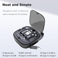 Kit adaptateur de câble de charge rapide USB-C rétractable S10 60W 8-en-1 PD avec support pour carte Nano SIM et TF, organiseur de voyage ultra-portable