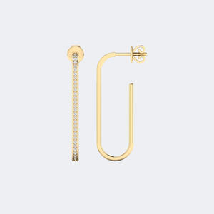 Pendientes colgantes de arco alargado con diamantes de laboratorio redondos de 0.30 CTW, oro, VVS2, color EF, corte brillante, joyería fina para la oreja. - Product Image 6