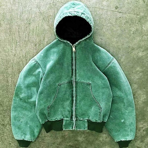 Sweat à capuche de haute qualité 100 % coton, effet délavé, personnalisé, respirant, avec motif imprimé en strass, style streetwear français - Product Image 5