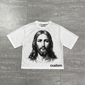 Camiseta Blanca de Manga Corta Personalizada para Hombre con Estampado de Cupido, Tejido Jersey Transpirable, Cuello Redondo, Estilo Casual - Product Image 4