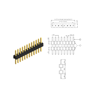Conector de latón recto de doble fila con paso de 1.0 mm, carcasa de nailon y pines chapados en oro - Product Image 6