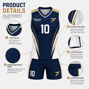 Ensemble d'uniformes de volley-ball personnalisés professionnels par sublimation – Maillot sans manches respirant et short – Tenue de sport pour hommes et femmes - Product Image 4
