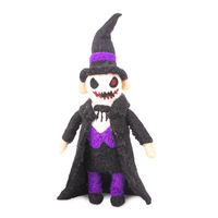Poupée vampire gothique faite à la main en feutre aiguilleté |   Figurine de squelette d'Halloween en feutre avec gilet et chapeau violets |   Artisanat en laine mignon et effrayant