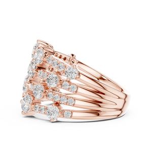 Rose Gold Round Cut Diamond <b>Ring</b> <b>Set</b> Pavé Stackable Wedding Band Engagement <b>Ring</b> <b>Set</b> <b>for</b> <b>Women</b> - Product Image 4