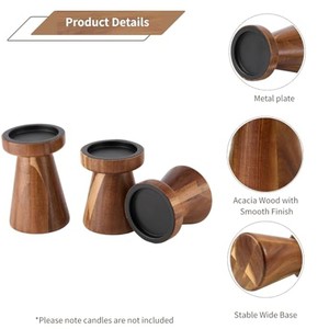 Ensemble de trois porte-bougies en bois d'acacia faits à la main, vente en gros en provenance d'Inde - Product Image 3