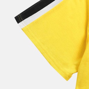 T-shirt jaune à manches courtes pour homme, col rond, bordure contrastée, tricot décontracté, coupe régulière, couleur unie, séchage rapide, respirant - Product Image 3