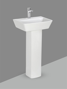 Lavabo de Pedestal Cuadrado de Lujo, Lavabo de Cerámica Montado en la Pared, Lavabo de Pie Resistente para Baño, Ideal para Proyectos de Exportación - Product Image 2