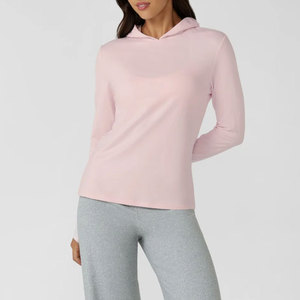 Long Sleeved Top High Stretch Yoga Women Hoodie Design Shirt Custom Regular Length Elastic Material <b>Thumb</b> Hole <b>Cuff</b> Design - Product Image 3