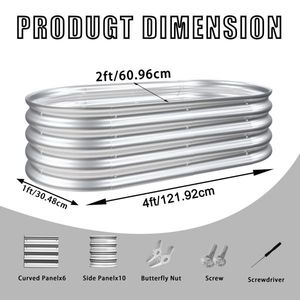 Kit de jardinière surélevée galvanisée 4x2x1 pied (4 pots) pour légumes, fleurs et herbes d'extérieur - Product Image 1