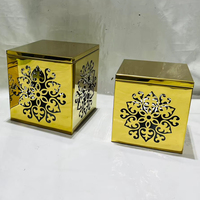 Ensemble de supports modernes en acier inoxydable, design floral doré, carré contemporain, multifonctionnel, pour Ramadan et Diwali
