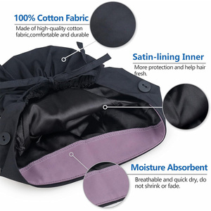 Black Cotton Surgical Cap Button <b>Tie</b> <b>Back</b> Needle Detection Stretchable Fabric Hospital Uniforms Unisex Scrub Headwear Drain - Product Image 4