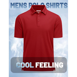 Polo de Algodón Rojo de Manga Corta para Hombre, Casual, Transpirable, Tejido Piqué, Color Sólido, Corte Regular - Product Image 5
