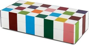 Modern Rectangular Wood Resin Storage <b>Box</b> Set Black White Geometric Pattern <b>Stackable</b> Design for Living Room Decorative Use - Product Image 4