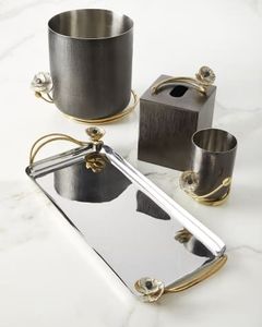 Luxury Stainless Steel Bathroom <b>Set</b> 4-Piece <b>Square</b> Design With Golden Calla Lily Accents Durable For Hotel Use - Product Image 2