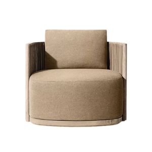 Sillón giratorio de exterior Velmora The Langham de madera de teca maciza, sillón de lujo para patio, jardín, hotel, resort, muebles personalizados de Indonesia - Product Image 1