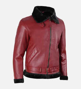 Custom <b>Mens</b> Winter <b>Shearling</b> Leather Jacket Thick Warm Faux Fur Lined Aviator Bomber <b>Coat</b> Wholesale B3 Flight Jacket - Product Image 3