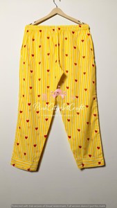 Premium Women Yellow White Vertical Striped Breathable Eco-Friendly Cotton Pajama Set Full Sleeve Button-<b>Down</b> Shirt Elastic - Product Image 2