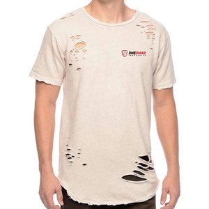 T-shirt déchiré ample et respirant pour homme, style streetwear, 100 % coton léger, très vendu - Product Image 1