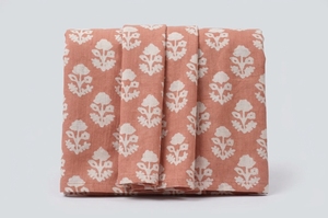 Tissu en coton léger imprimé à la main, écologique, motif floral pêche Sanganeri, textile indien de Jaipur, pour robes et sacs pour filles - Product Image 3