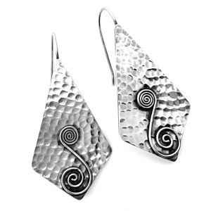 Boucles d'oreilles créoles spirales martelées en argent sterling 925 style bohème SKU7633 - Cadeau idéal pour mariage et fête - Product Image 3