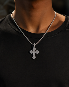 Colgante de Cruz Cristiana con Micro Pavé de Moissanita, Estilo Hip Hop, Personalizado, en Plata 925, Venta al Por Mayor - Product Image 6
