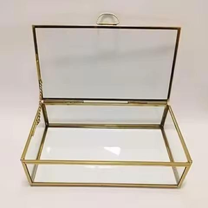 Boîte à bijoux en verre miroir - Boîte de rangement décorative dorée géométrique pour bijoux, idéale pour la maison - Product Image 1