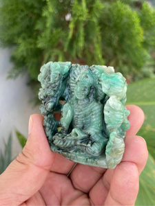 Natural Emerald Buddha <b>Statue</b> | Hand Carved Brazilian Gemstone Buddha Idol | Meditation Spiritual Decor | Wholesale Supplier - Product Image 3
