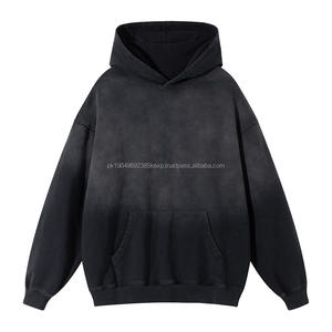 Custom Logo 100% Cotton French Terry Sun Faded No String <b>Vintage</b> Distressed Acid Washed Hoodie - Product Image 4