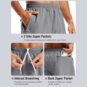 Men's Grey Drawstring <b>Sweat</b> <b>Shorts</b> Casual Athletic Training Gym <b>Shorts</b> with Side Pockets Elastic Waist - Product Image 3