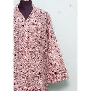 Camisa Larga de Algodón Hecha a Mano en India para Mujer, Vestido Cruzado con Cinturón, Decoración de Botones, Estilo Simple y Dulce, Línea A, Ropa Étnica Informal Moderna - Product Image 2