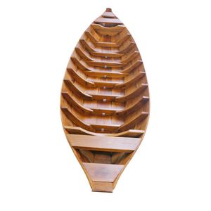 Bateau Sampan d'Asie du Sud-Est, bateau à rames à fond plat pour lac et rivière, artisanat vietnamien en bois, 322Lx67Wx56H cm - Product Image 6