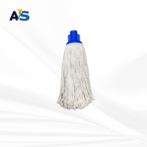 A&S Heavy Duty 250 Gram 3 Ply Cotton Yarn Socket Mop Head with 4 Color Push Clip Cut End Commercial Floor Cleaning Mop Refill - Product Image 2