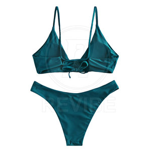 Conjunto de Bikini de 2 Piezas a la Moda con Logotipo Frontal, Elegante, de Spandex/Poliéster Transpirable para Playa, Natación, Vacaciones y Uso Diario - Product Image 6
