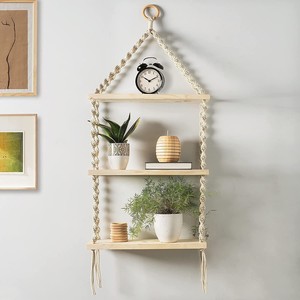 Handcrafted Bohemian Bamboo <b>Wall</b> Shelf with Macrame <b>Hanging</b> - Wholesale - Product Image 2