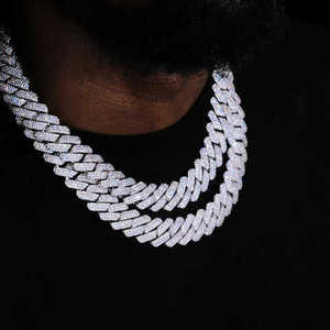 Stylish Wide Iced Link Necklace Brilliant Stone Hip Hop Style Luxury Statement <b>Chain</b> Modern Fashion Jewelry Elegant Gift Wear - Product Image 3