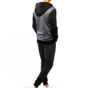 Men's Color Block Hooded <b>Zip</b>-Up Sweatshirt with Side <b>Pockets</b> and Matching <b>Joggers</b> Casual Tracksuit Set Autumn Wear - Product Image 3