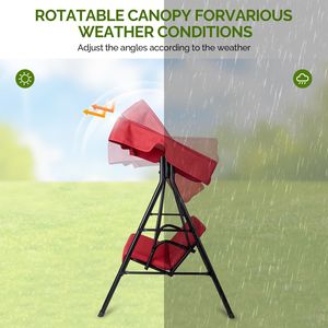 Balançoire à baldaquin en tissu Oxford rouge 68*43*60 pouces, style KD, avec coussin, en fer, capacité 250 kg - Product Image 4