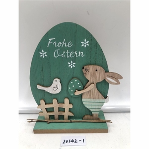 Decoración de Pascua al por Mayor, Figura de Conejo de Madera Pintada Estilo Rústico, Adorno Ecológico para Mesa de Fiesta - Product Image 1