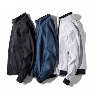 Men Slim Fit Bomber Windproof <b>Jacket</b> Black <b>Grey</b> Blue Plaid Lining Full Zip Stand Collar Ribbed Cuffs Casual Bomber - Product Image 6